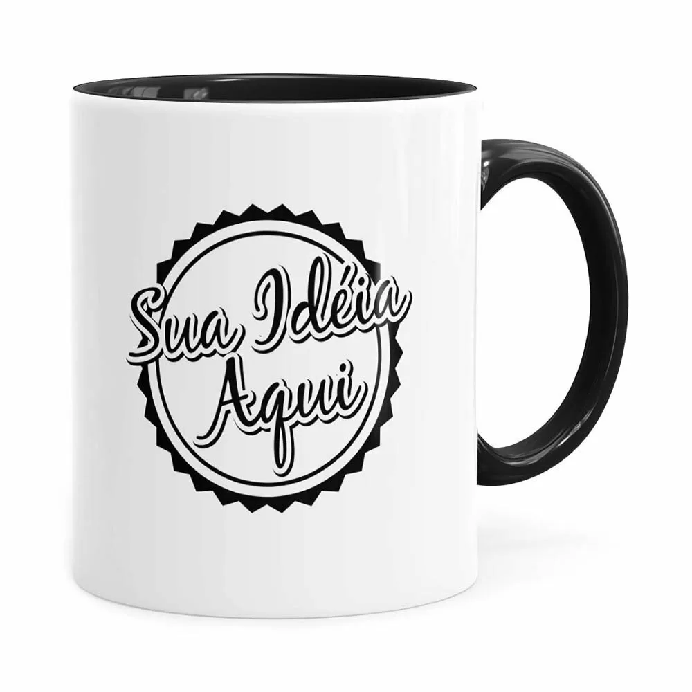 Caneca Personalizada Empresa V01 Alça E Interno Preto