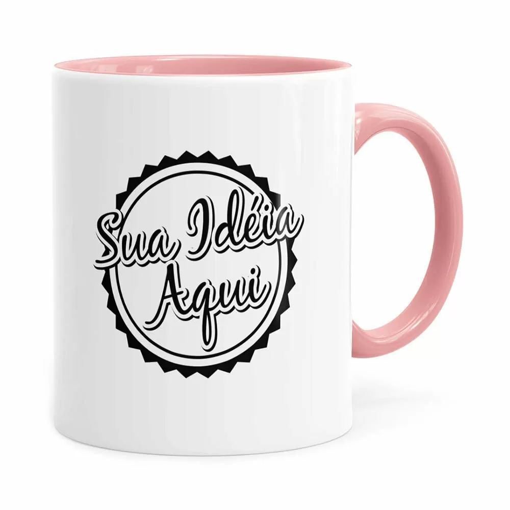 Caneca Personalizada Empresa V01 Alça E Interno Rosa