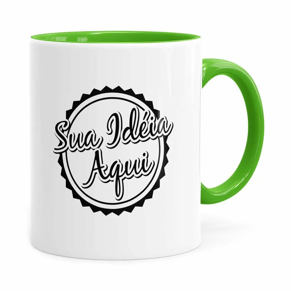 Caneca Personalizada Empresa V01 Alça E Interno Verde Claro